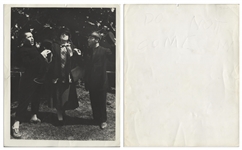 Moe Howard Personally Owned 8'' x 10'' Photo of Moe & Curly With Marie Dressler in the 1933 Film ''Broadway to Hollywood'', Good Plus -- With Gold Foil Invite to 1933 Marie Dressler Anniversary Dinner